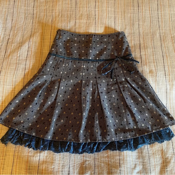Vintage Dresses & Skirts - Vintage polka dot skirt with lace trim